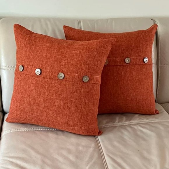 Decorative Throw Pillow Covers Cases Cottage Farmhouse Accent Fall Decor Orange - Picture 1 of 10